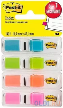 Закладки-ярлычки POST-IT, ш. 12мм, 4 цвх24 шт. 683-4S-RU