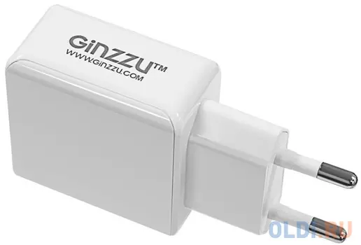 Зарядное устройство/адаптер питания USB от эл.сети GINZZU GA-3311UW 2xUSB 3,1A 5V белый