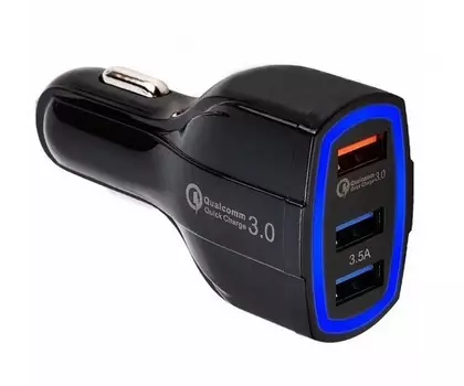 Зарядное устройство автомобильное Orient CAR QC-12V3W черный Quick Charge 3.0, 3.5 А, 3xUSB