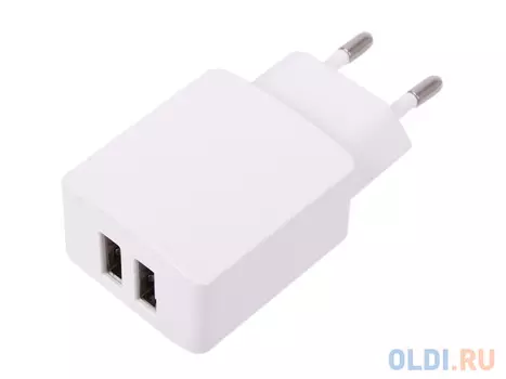 Зарядное устройство Cablexpert MP3A-PC-13 220V - 5V USB 2 порта, 2.1A, белый