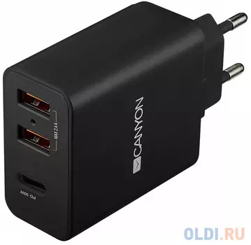 Зарядное устроиство от сети питания CANYON Universal 3xUSB AC charger (in wall) with over-voltage protection(1 USB-C with PD Quick Charger), Input 100