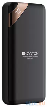 Зарядное устройство CANYON CNE-CPBP20B 20000mAh Li-pol, In 5V/2A, Out 5V/2.1A(Max), Smart IC and power display, Черный, кабель 0.25m,