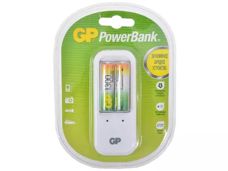 Зарядное устройство GP PowerBank, 13 часов + аккум. 2шт. 1300mAh (GP PB410GS130-CR2)