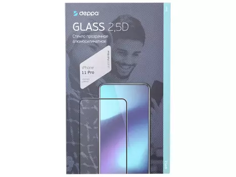 Защитное стекло 2.5D Deppa Full Glue для iPhone 11 Pro (2019), 0.3 мм, черная рамка