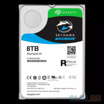 Жесткий диск Seagate Original SATA-III 8Tb ST8000VE000 SkyHawkAI (7200rpm) 256Mb 3.5"