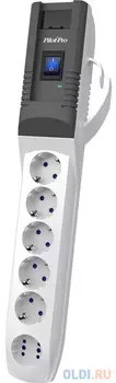 ZIS Сетевой фильтр Pilot - Pro USB {5 с заземлением +1 в формате GP, USB 3A, с разъёмами type A, C} 1,8м [арт.181]