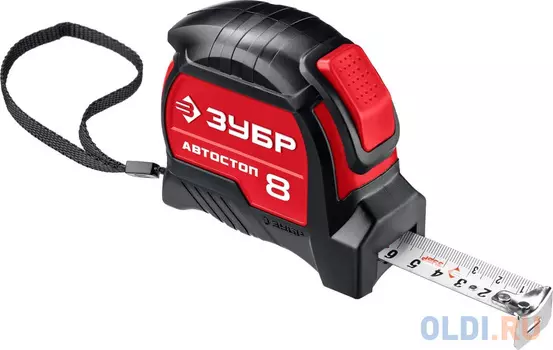 ЗУБР Автостоп 8м х 25мм, Рулетка с автостопом (34052-08-25)