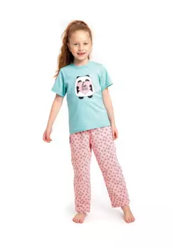 Пижама для девочки, футболка с коротким рукавом и брюки "Вуд"