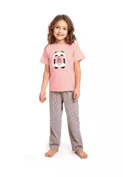 Пижама для девочки, футболка с коротким рукавом и брюки "Вуд"