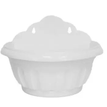 Горшок для цветов Ирис настенный с поддоном (белый)