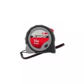 Рулетка Continuous fixation, 7,5 м х 25 мм, обрезиненный корпус, плавная фиксация MATRIX 31090