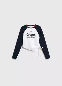 Асимметричные лонгслив с завязками для девочек, Синий