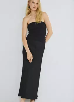 Атласная юбка из жатой ткани, Черный