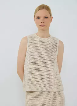 Ажурная вязаная майка, Бежевый