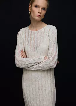 Ажурное платье миди, Белый