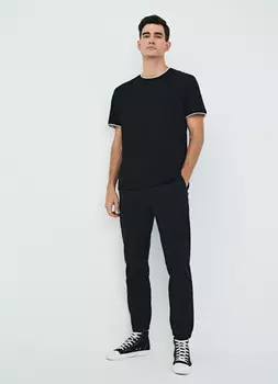 Базовая футболка с контрастной отделкой, Черный