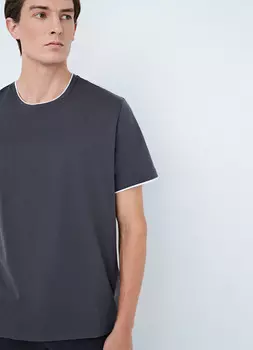 Базовая футболка с контрастной отделкой, Серый