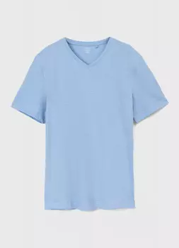 Базовая футболка с V-образным вырезом, Голубой