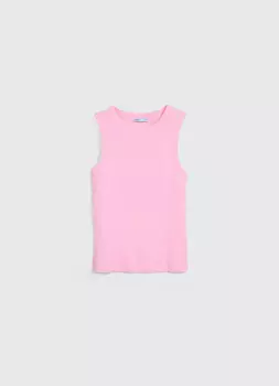 Базовая майка в рубчик, Розовый