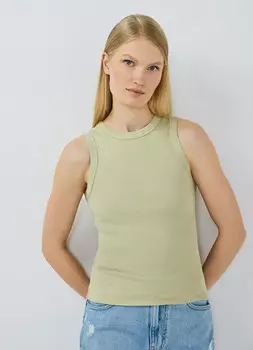 Базовая майка в рубчик, Зеленый