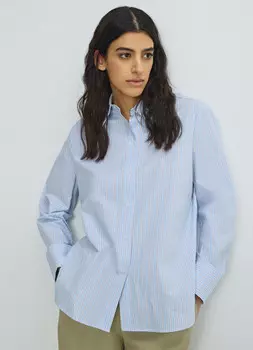 Базовая рубашка из хлопка, Голубой