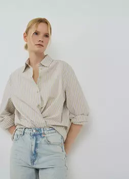 Базовая рубашка в полоску, Зеленый