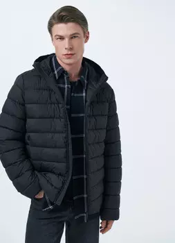 Базовая ультралёгкая куртка с капюшоном, Черный