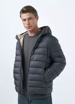 Базовая ультралёгкая куртка с капюшоном, Серый