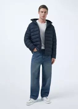 Базовая ультралёгкая куртка с капюшоном, Синий