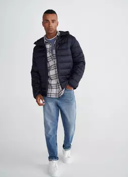 Базовая утеплённая куртка с капюшоном, Синий