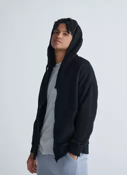 Базовое худи оверсайз на молнии, Черный