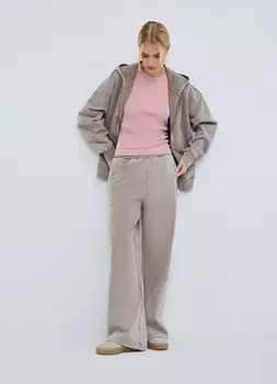 Базовые широкие брюки с эффектом стирки, Бежевый