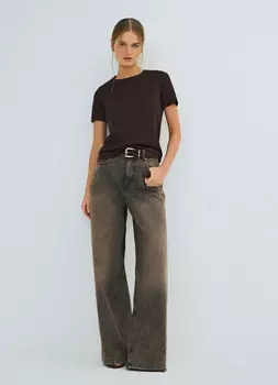 Базовый джемпер с коротким рукавом, Коричневый