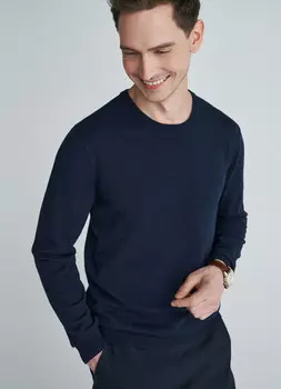 Базовый джемпер с круглым вырезом, Синий