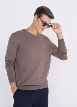 Базовый джемпер с V-образным вырезом, Коричневый