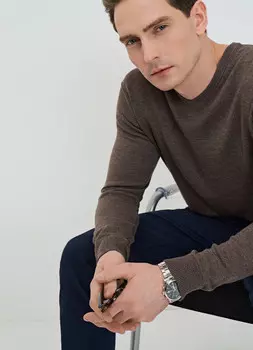 Базовый джемпер с V-образным вырезом, Коричневый