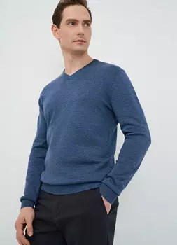 Базовый джемпер с V-образным вырезом, Синий