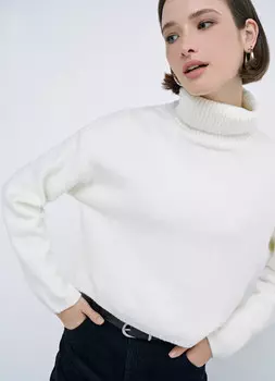 Базовый джемпер с воротником-стойкой, Белый