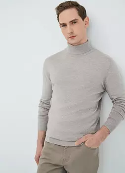 Базовый джемпер с воротником-стойкой, Бежевый