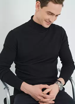 Базовый джемпер с воротником-стойкой, Черный