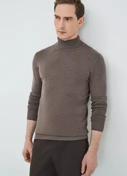 Базовый джемпер с воротником-стойкой, Коричневый