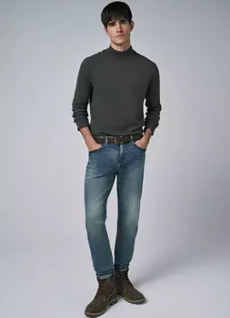 Базовый джемпер с воротником-стойкой, Коричневый