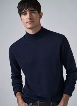 Базовый джемпер с воротником-стойкой, Синий