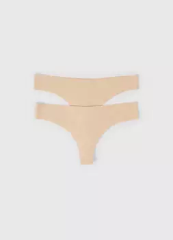 Бесшовные трусы-бразилиана, 2 шт., Бежевый