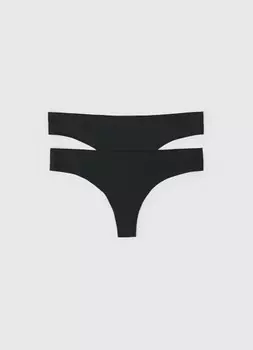 Бесшовные трусы-бразилиана, 2 шт., Черный