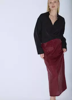 Блестящая юбка макси с пайетками, Фиолетовый