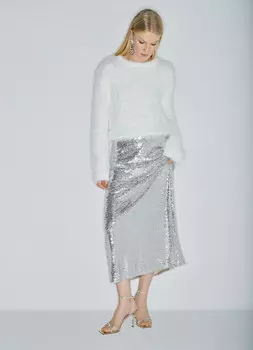 Блестящая юбка макси с пайетками, Желтый