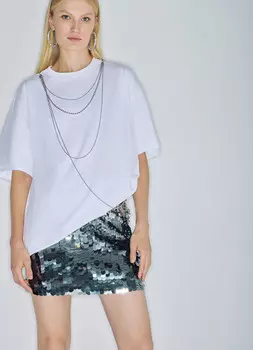 Блестящая юбка мини с пайетками, Серебряный