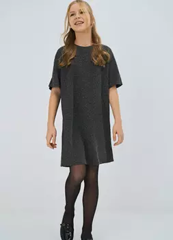 Блестящее платье мини для девочек, Черный