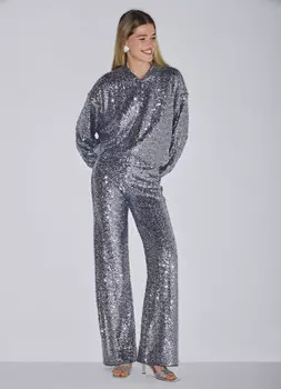 Блестящие брюки с пайетками, Серый
